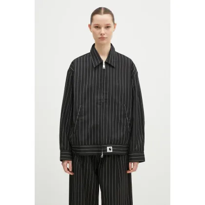 Zdjęcie Carhartt WIP kurtka z domieszką wełny Seaton Jacket kolor czarny przejściowa oversize I034449.2MBXX