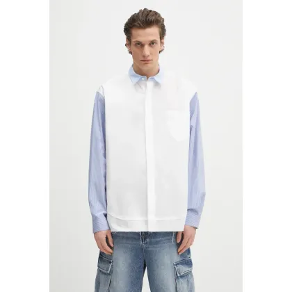 Zdjęcie AMBUSH koszula bawełniana Layered Shirt męska kolor biały relaxed z kołnierzykiem klasycznym 12115296