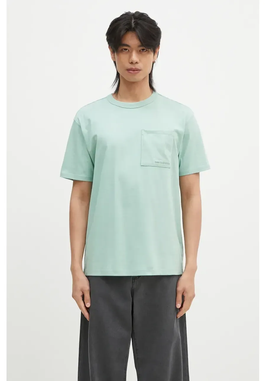 obrazek 1 New Balance t-shirt bawełniany kolor zielony gładki MT23567SAE-SAE