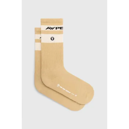 Zdjęcie AAPE skarpetki Rib w/ Stripe męskie kolor beżowy ASO5135