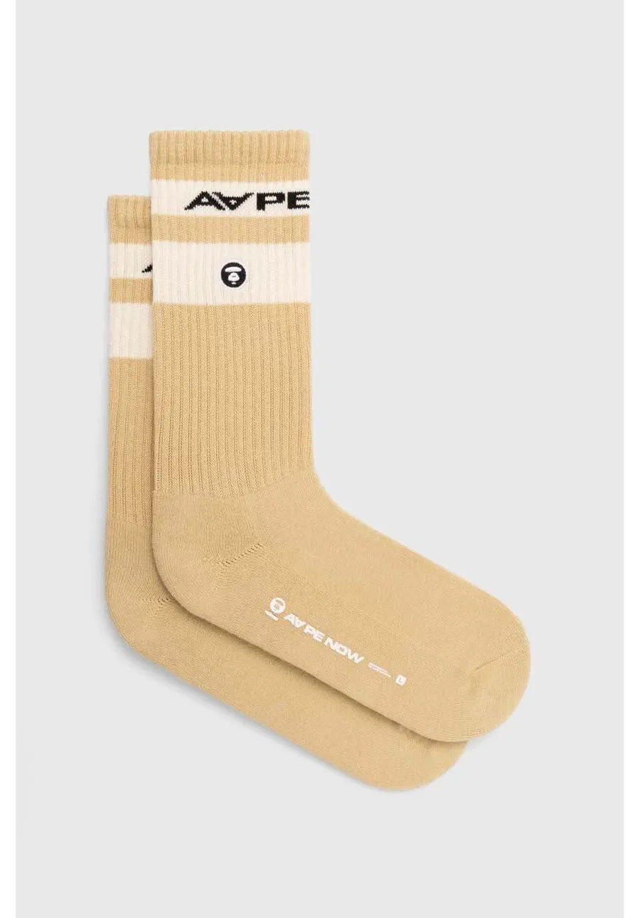 obrazek 1 AAPE skarpetki Rib w/ Stripe męskie kolor beżowy ASO5135