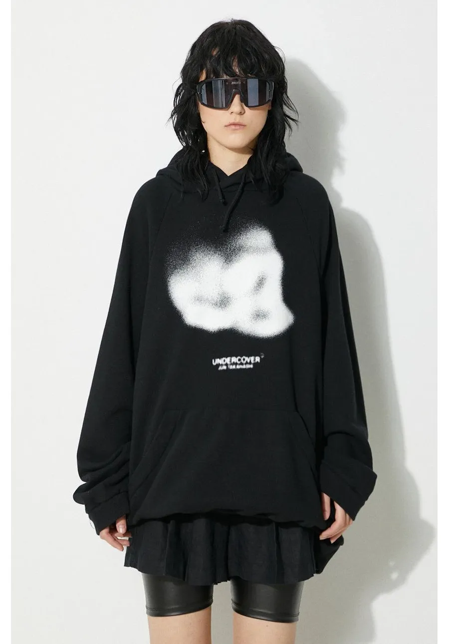 obrazek 1 Undercover bluza bawełniana Hoodie damska kolor czarny z kapturem z nadrukiem UC1D1801.3