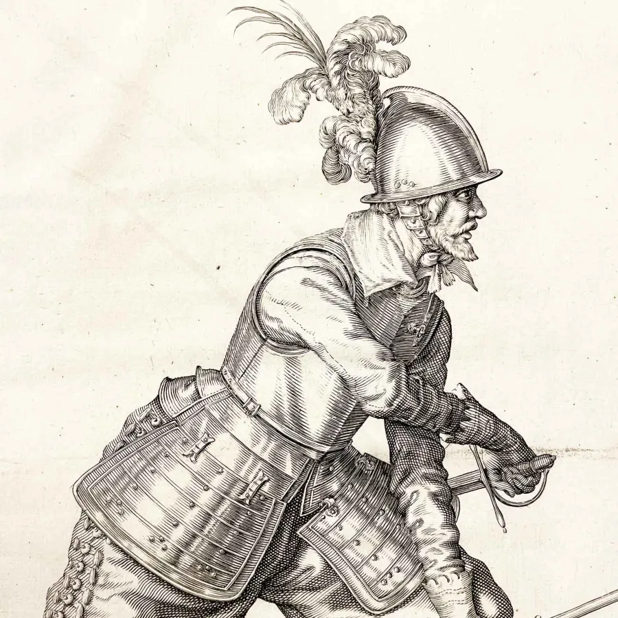 obrazek 3 Rycina Jacob de Gheyn Żołnierz w walce XVII wiek
