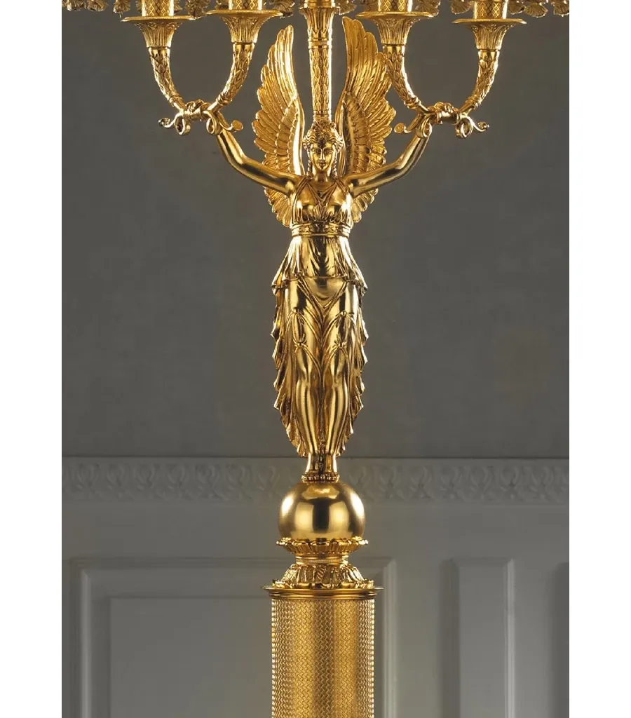 obrazek 2 Pozłacana brązowa lampa stołowa z kloszem