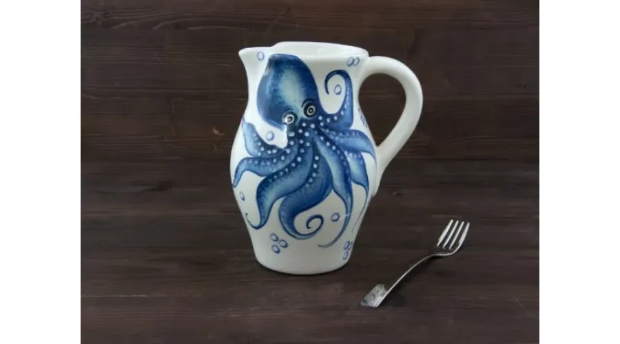 obrazek 1 Ceramiczny ręcznie malowany dzbanek zdobiony motywem ośmiornicy - Le Ceramiche