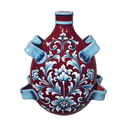 Picture Italian ceramic water bottle with scrolls and flowers