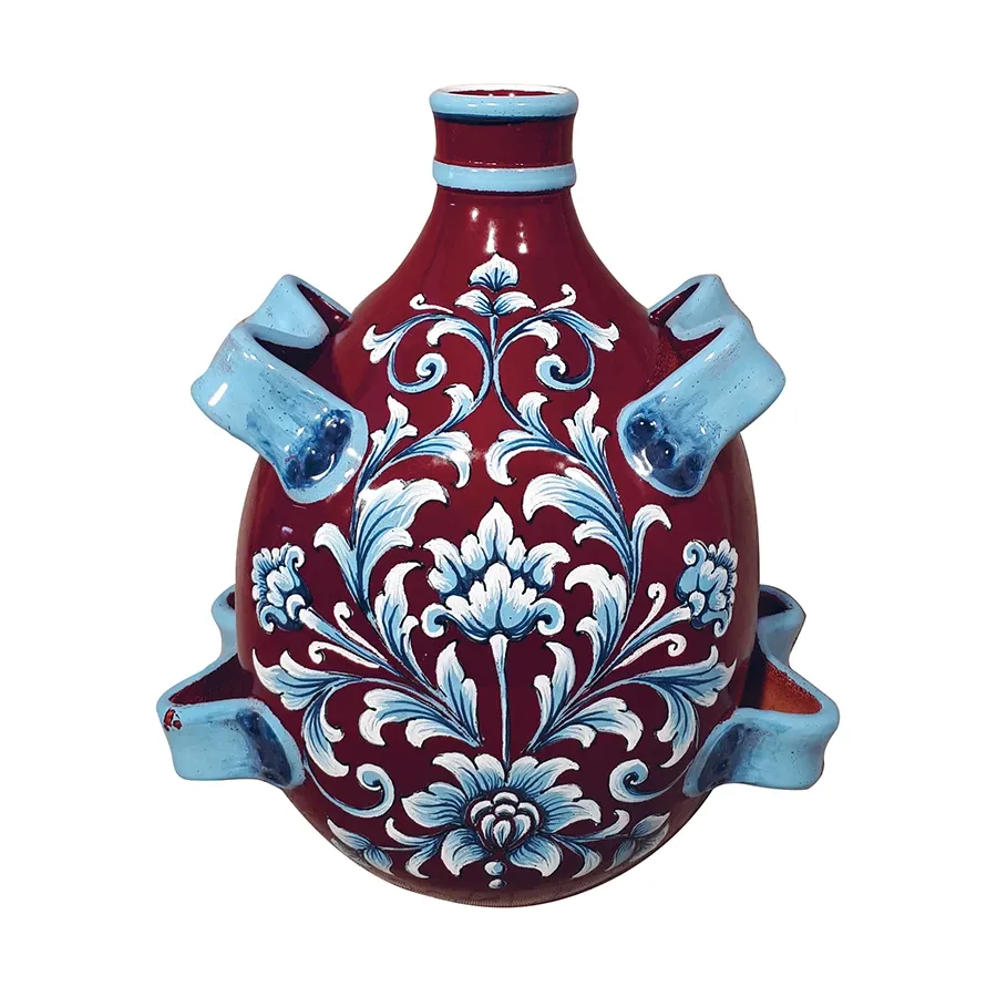 obrazek 1 Włoska ceramiczna butelka na wodę ze zwojami i kwiatami