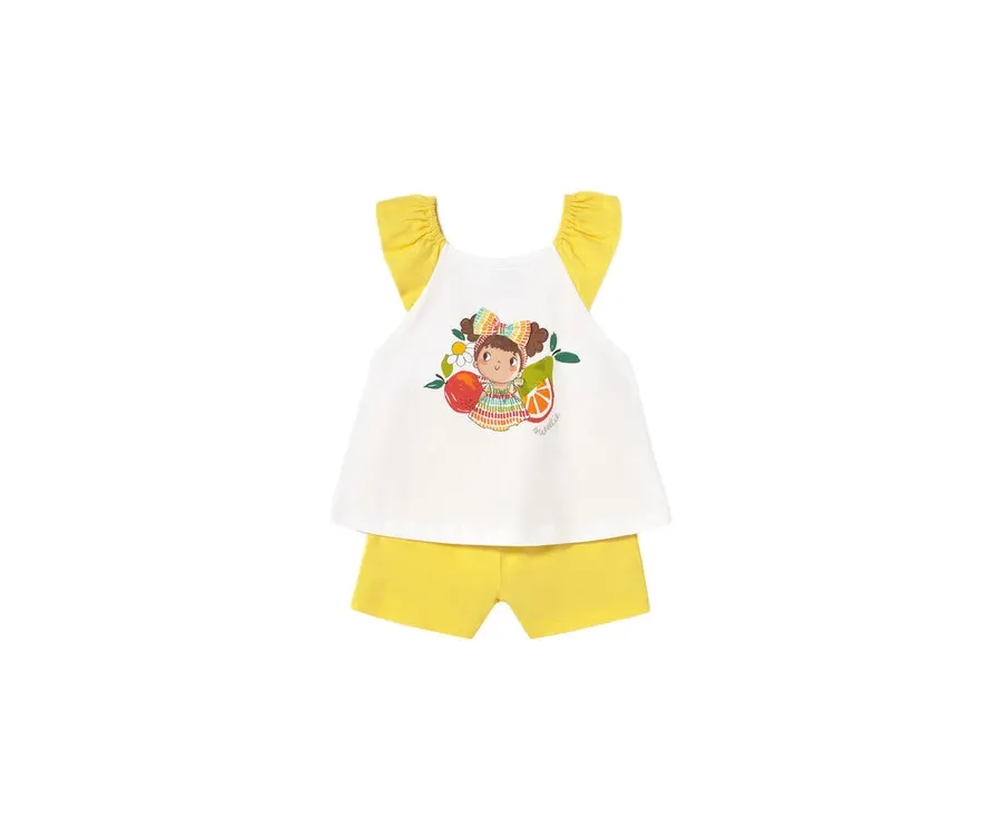 obrazek 1 Mayoral Komplet top i spodenki 1234 Żółty Regular Fit