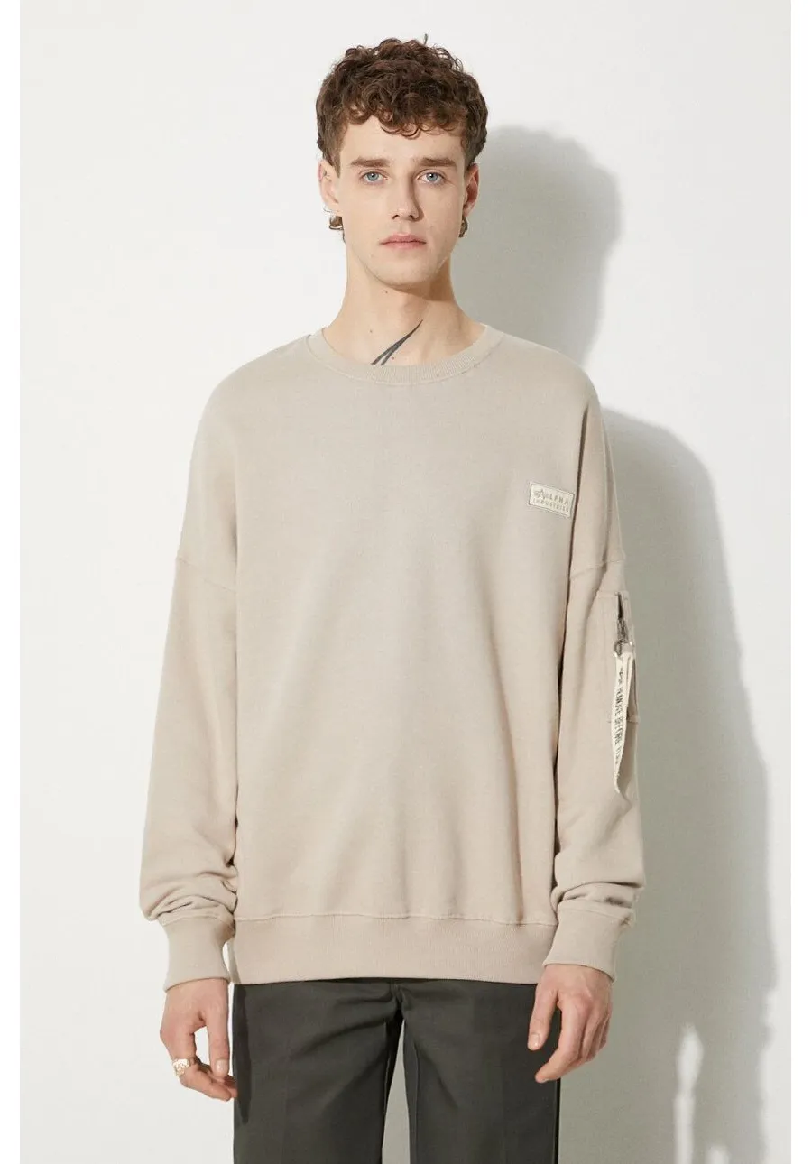 obrazek 1 Alpha Industries bluza bawełniana męska kolor beżowy gładka 118317.627-KREMOWY