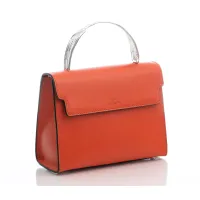 Picture Orange leather and silver flap bag – Pampaloni