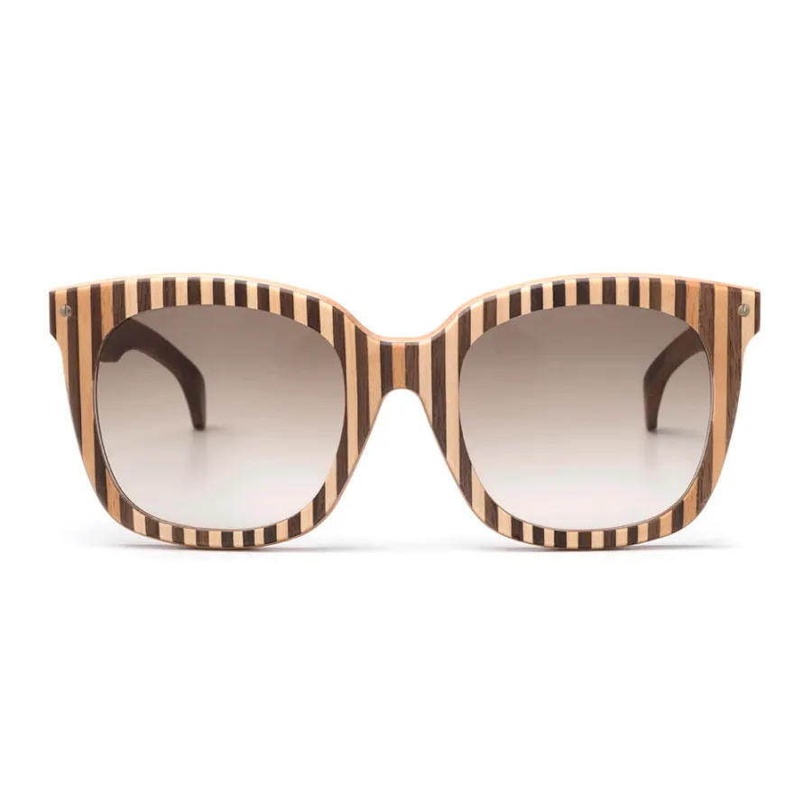 obrazek 1 Luksusowe, damskie okulary z drewna w pionowe paski - Legno Light