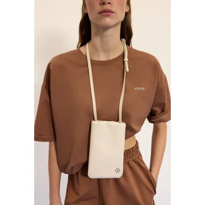 Zdjęcie Estro: Jasnobeżowa torebka damska na telefon ze skóry naturalnej