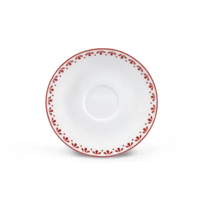 Zdjęcie Stylowy spodek do filiżanki do espresso zdobiony pięknym czerwonym ornamentem – wariant 1 - Leander