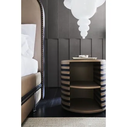 Zdjęcie Komoda z zakrzywionego wielowarstwowego drewna tapicerowana skórą – Mascheroni