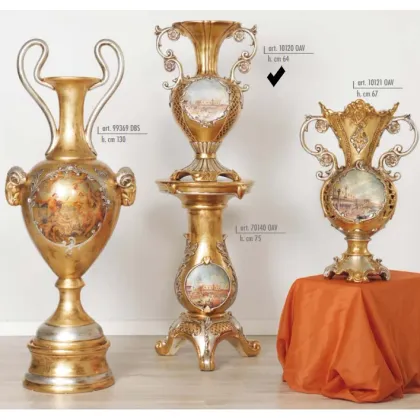 Picture Anafesto vase 2 handles with round head and inlays - Valle d'oro Patchi