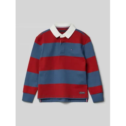 Zdjęcie Bluzka z długim rękawem, wykładanym kołnierzem i wyhaftowanym logo