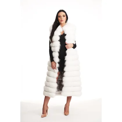 Picture Long vest made of snow-white natural fox