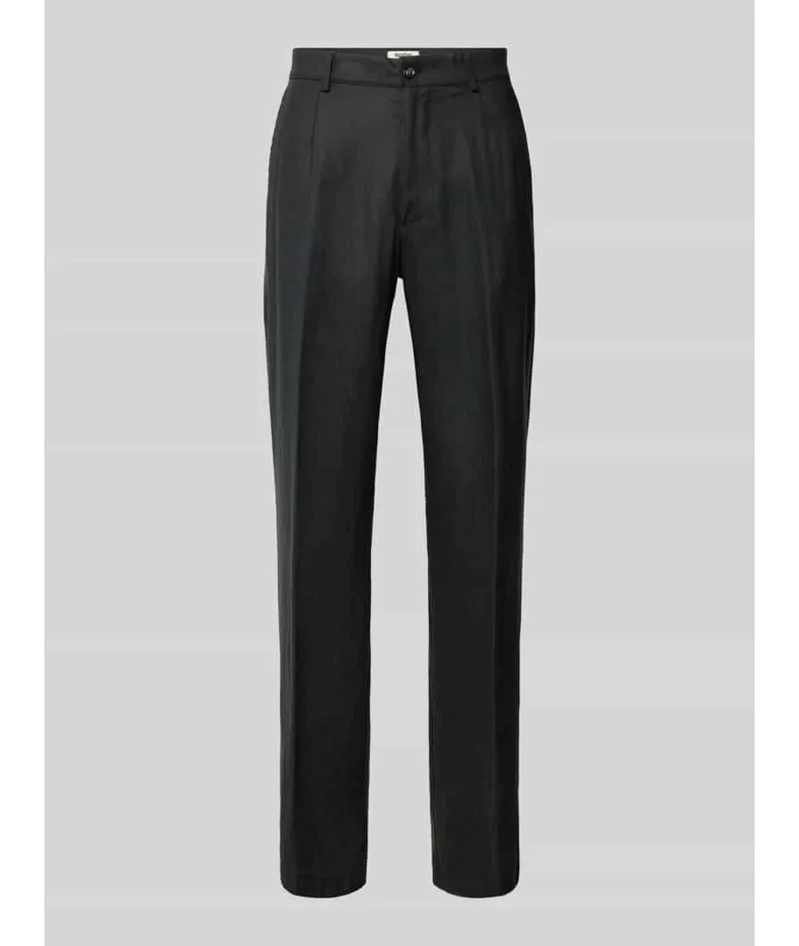 obrazek 1 Spodnie do garnituru o kroju tapered fit z zakładkami w pasie model ‘OLE’