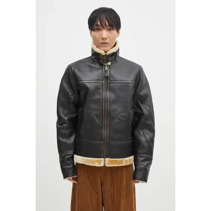 Zdjęcie Alpha Industries kurtka skórzana B3 Leather męska kolor brązowy przejściowa 148114
