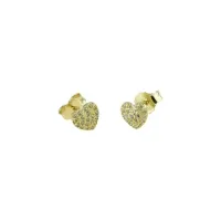 Picture Luxurious heart-shaped Pave earrings with zircons with a diameter of 8 mm.