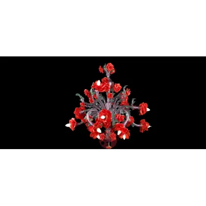 Zdjęcie Wyjątkowy kwiatowy żyrandol ze szkła Murano z Włoch - Vetreria Artistica Rosa