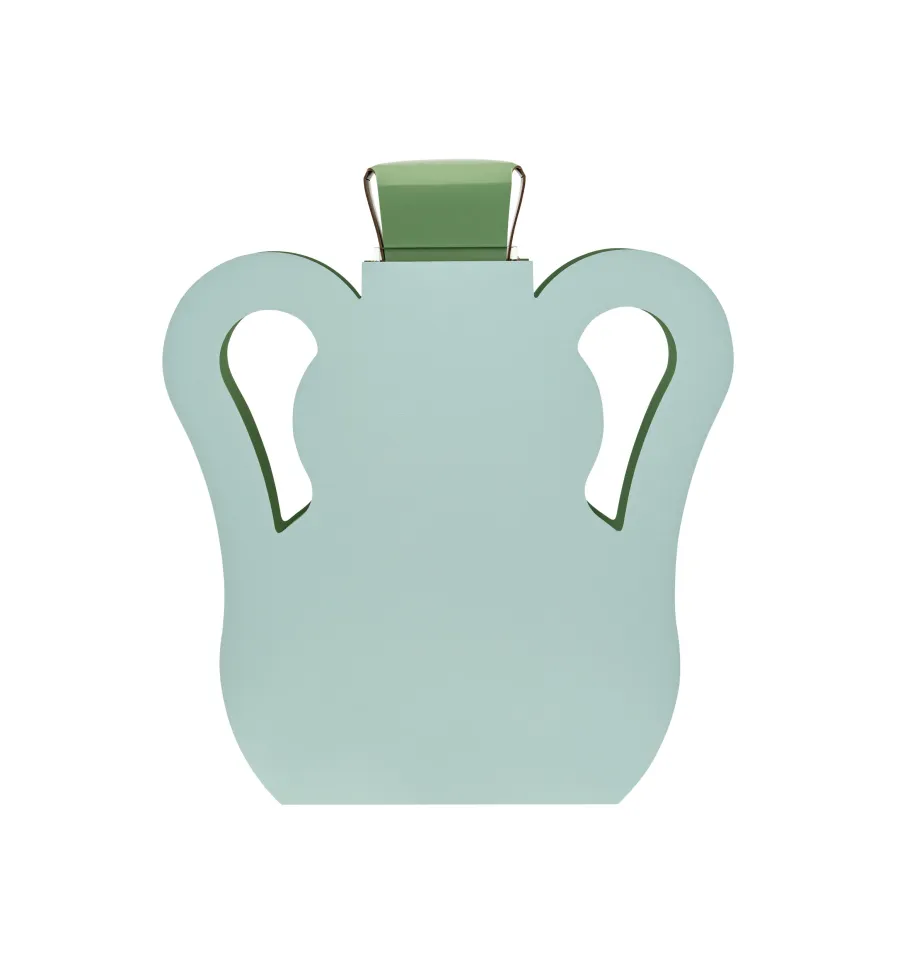 obrazek 1 Designerski skórzany wazon Otto 9x40xH45 cm w kolorze jasnego pastelowego błękitu