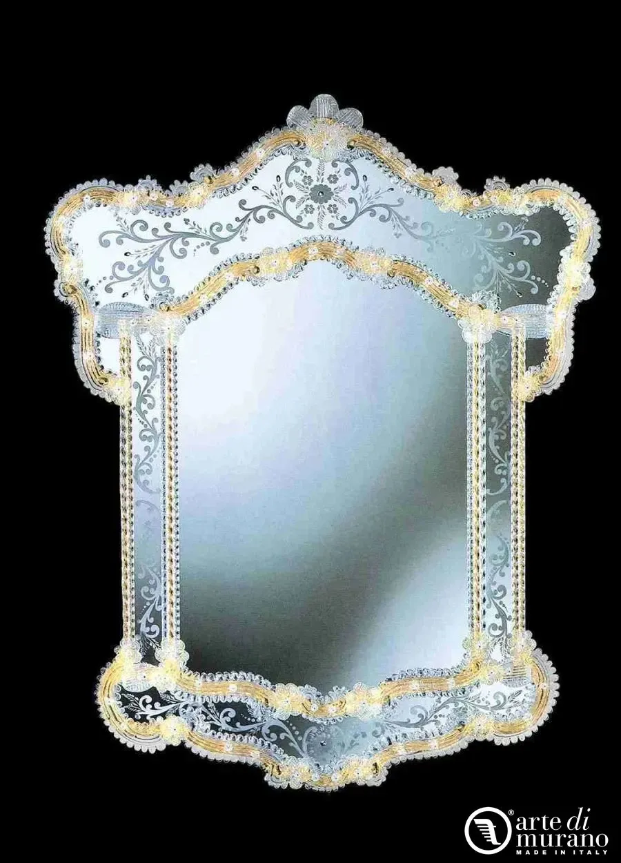 obrazek 1 Atrakcyjne weneckie lustro ścienne ze szkła Murano