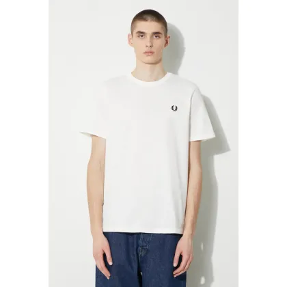 Zdjęcie Fred Perry t-shirt bawełniany Crew Neck T-Shirt męski kolor biały z aplikacją M1600.129