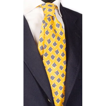 Zdjęcie Wyjątkowy, intensywny, żółty krawat z nadrukowanym wzorem
