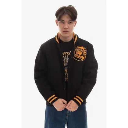 Zdjęcie Billionaire Boys Club kurtka bomber z domieszką wełny Astro Varsity Jacket kolor czarny przejściowa B22301-BROWN
