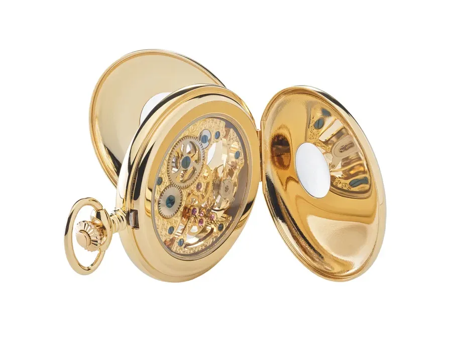 picture 5 Half Hunter 53mm Mechanical Pocket Watch – Gold