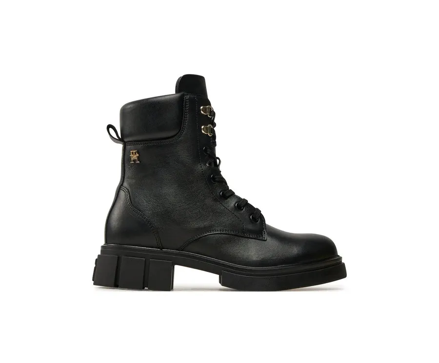 obrazek 1 Tommy Hilfiger Trapery Lace-Up Biker Leather FW0FW08167 Czarny