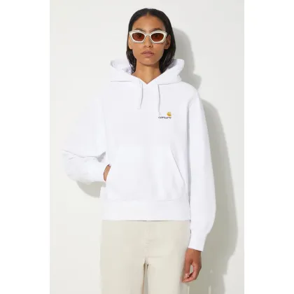 Zdjęcie Carhartt WIP bluza HD American Script Sweat damska kolor biały z kapturem z aplikacją I033650.02XX