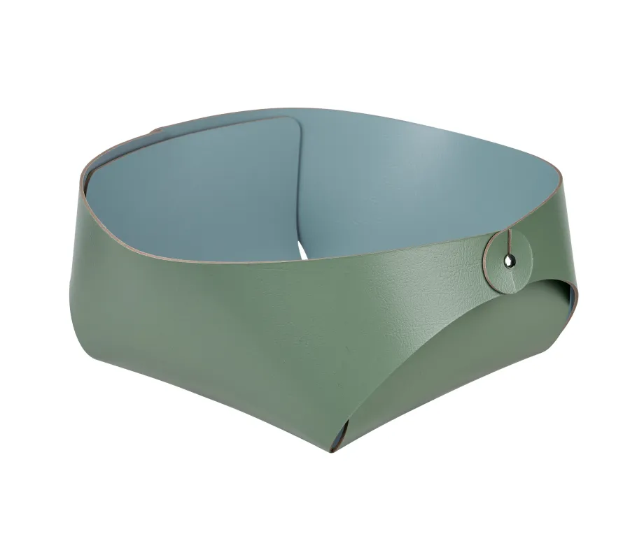 obrazek 1 Elegancki skórzany koszyk 20x20xH9 cm w kolorze eukaliptusa