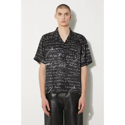 Zdjęcie STAMPD koszula Letter Camp Collar Buttondown męska kolor czarny regular z kołnierzykiem klasycznym SLA-M3427BD-BLL