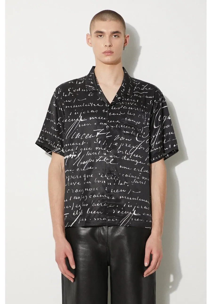 obrazek 1 STAMPD koszula Letter Camp Collar Buttondown męska kolor czarny regular z kołnierzykiem klasycznym SLA-M3427BD-BLL