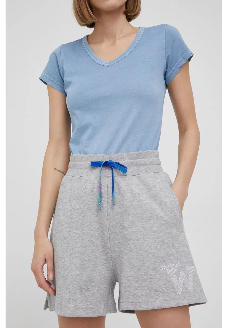 obrazek 1 Woolrich szorty damskie kolor szary gładkie high waist CFWWSH0016FRUT2978-3989