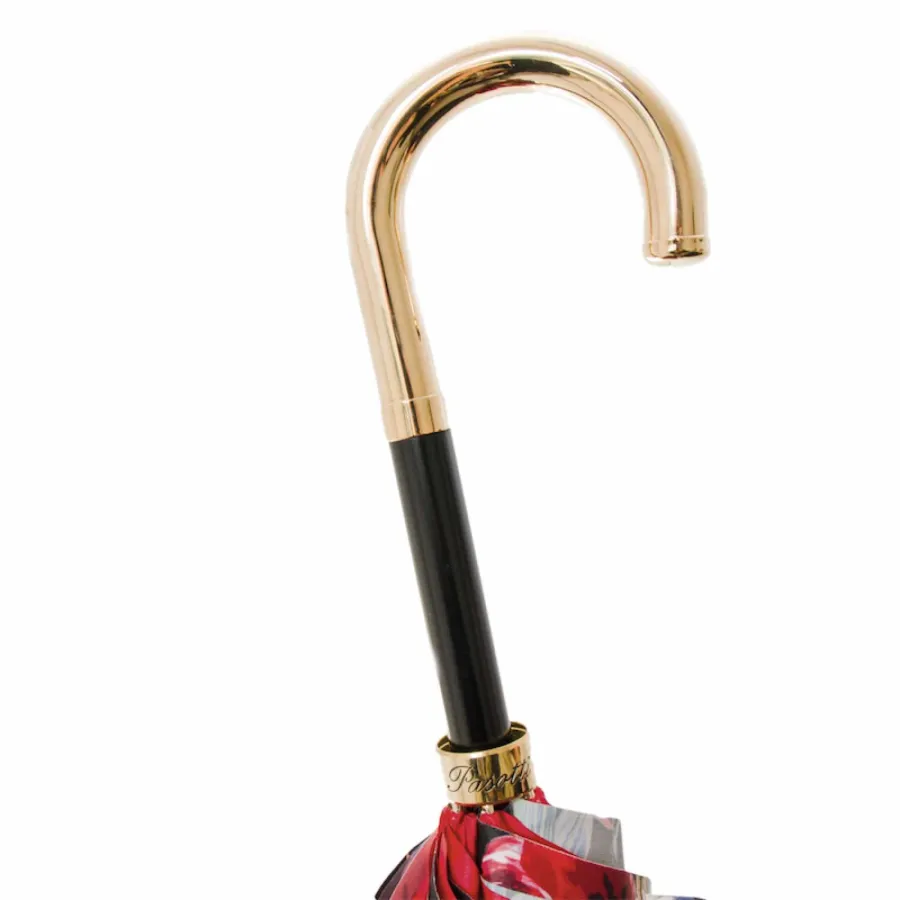 obrazek 3 Stylowy parasol damski w kolorze czerwieni zdobiony motywem róż - Pasotti