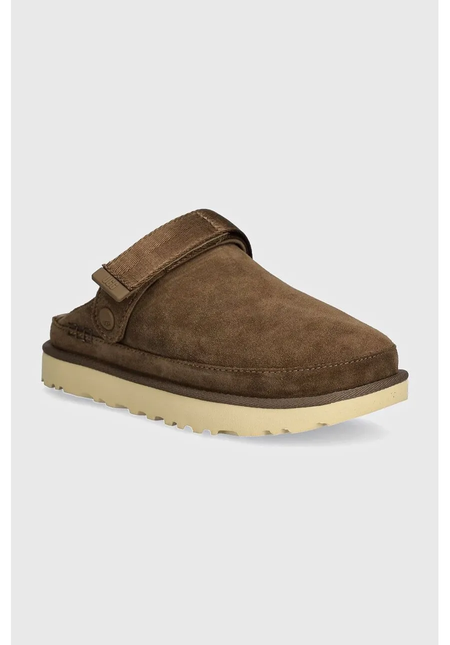 obrazek 1 UGG klapki zamszowe Goldenstar Clog damskie kolor brązowy na platformie 1138252-HCK