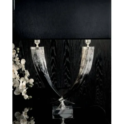 Picture Elegant double table lamp made of nickel-plated brass