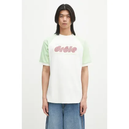 Zdjęcie Drôle de Monsieur t-shirt bawełniany Le T-Shirt Drule Tennis męski kolor biały wzorzysty G-TS247-CO002-OW