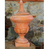 Picture Terracotta pillar vase with lid - Fornace Masini
