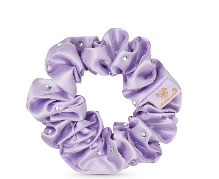 obrazek 1 Crystallove Gumka do włosów z Jedwabiu z Kryształkami Lilac