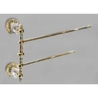 Picture Beautiful double towel rack in polished gold-plated brass with Swarovski crystal - Il Paralume Marina