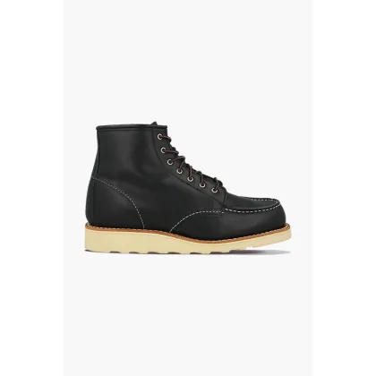 Zdjęcie Red Wing botki skórzane 6-inch Moc Toe damskie kolor czarny na płaskim obcasie 3373