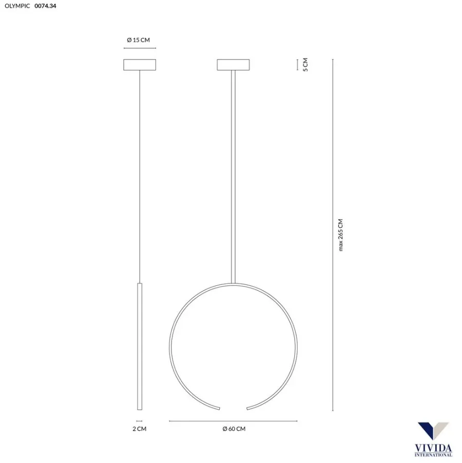 obrazek 2 Czarna lampa wisząca Olympic 1G ⌀ 60 cm - LED, 30W, 1580LM, 3000K