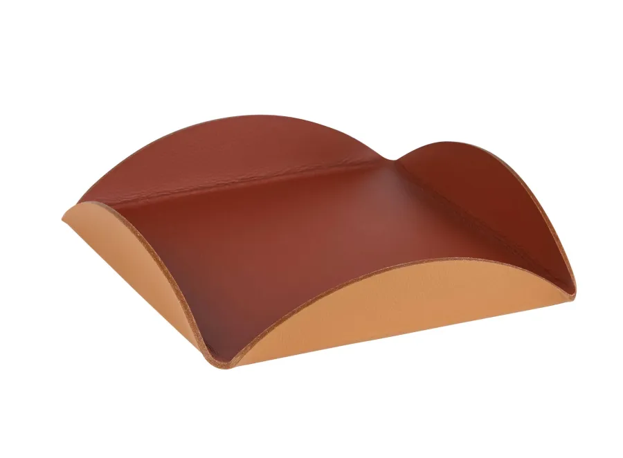 obrazek 1 Ekskluzywna podkładka stołowa 30x30xH2,5 cm wykonana z bordowej skóry