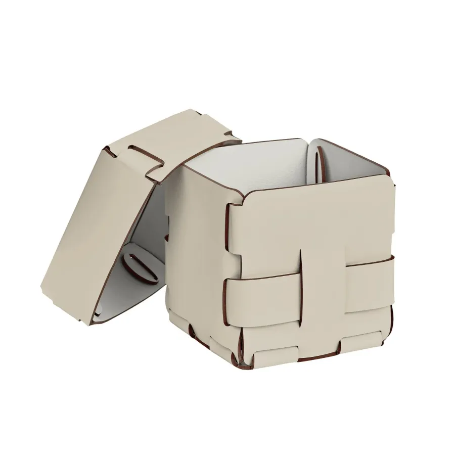 obrazek 2 Koszyk Bottega 12x12xH13 cm w oryginalnym waniliowym kolorze