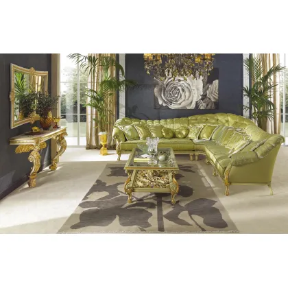 Zdjęcie Zielona luksusowa rogowa sofa w stylu antycznym – Morello Gianpaolo