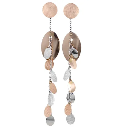 Zdjęcie Kolczyki wiszące z zawieszkami z białego i różowego złota